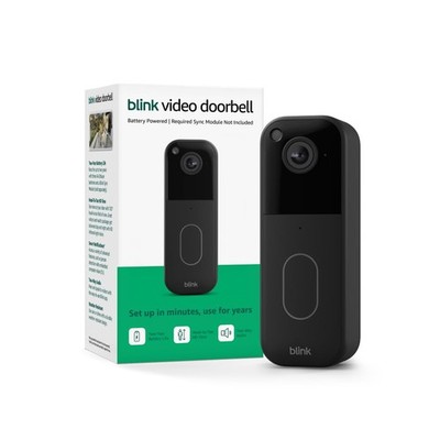 Blink Video Doorbell, Wireless with 2 Year Battery Life, Add On Doorbell, Black