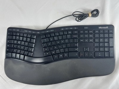 Microsoft Ergonomic Keyboard 1878 USB Wired Black Tested Working USED