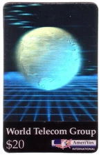 $20. Hologram Globe Card (World Telecom Group) International USED Phone Card