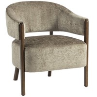 Loungesessel Sessel Mit Chenille-Optik, Relaxsessel Mit Holzbeinen, Hellbraun