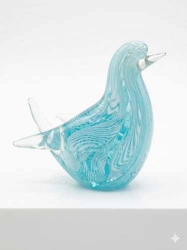 Vintage Murano Zanfirico Art Glass Bird Mid Century Venetian Latticino Figurine