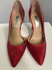 INC International Concepts Women’s Red Satin Rhinestone Pointed Toe Pumps 6 — photo 1