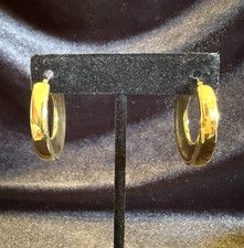 MILOR - 14K YELLOW GOLD CONCAVED PUFFY HOOP EARRINGS / ITALY