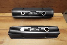 Edelbrock Finned Aluminum Valve Covers Small Block Chevy 283-302-327-350 Vintage