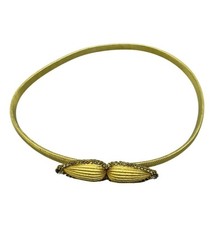 vtg Gold Tone Mesh Belt With Rhinestone Double Oval Buckle Stretch Elastic READ