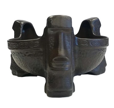 Trader Vic's Easter Island Moai Tiki Bowl Scorpion Huge Brown 3 Moai For Sharing