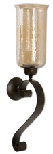 Uttermost 19150 Bronze Joselyn Candle Wall Sconce With Glass Globe