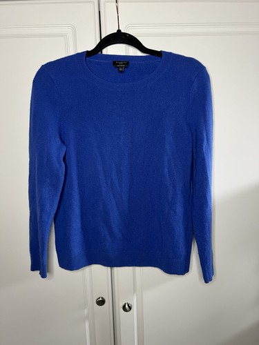 Talbots 100% Cashmere Blue Crewneck Sweater L Petite