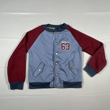 Ben Sherman 63 Logo Jacket Kids Blue Maroon Snap Front Raglan Sleeve Rib Cuffs
