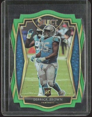 Derrick Brown #187 Green Prizm Die Cut Rookie SN,RC 2020 Panini Select *HOT*