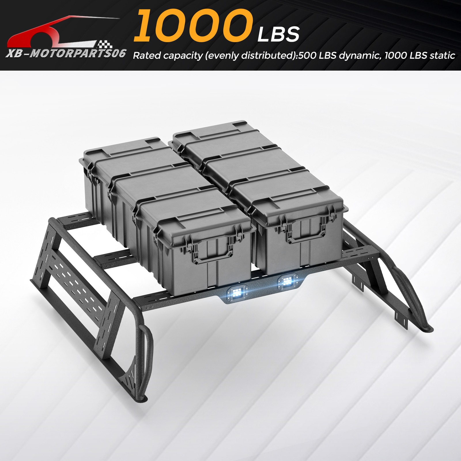 13.8'' Full-Size Rear Ladder Rack For 19-26 Silverado & Sierra 1500 w/ Bed Rails