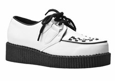 MENS WHITE WITH BLACK  FOREVER FASHION PUNK ROCK N ROLL FAUX LEATHER CREEPER