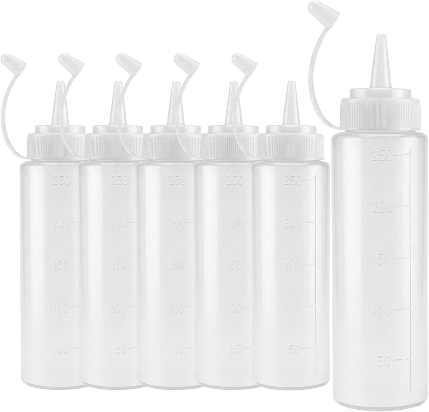 Bouteille à presser cuisine lot de 6 flacons plastique 250ml pour vinaigrette huile condiment