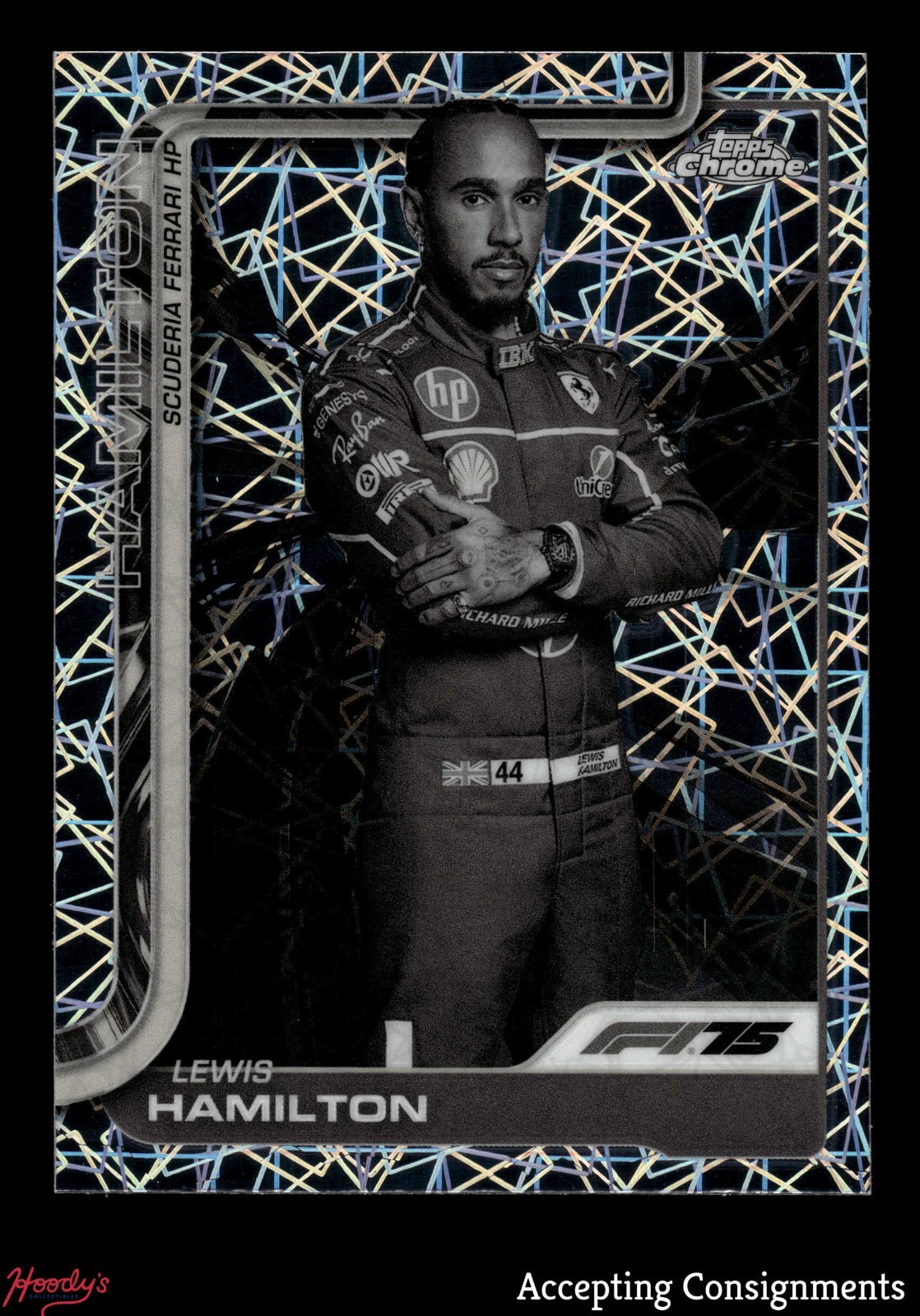 2025 Topps Chrome Formula 1 Black & White Laser #4 Lewis Hamilton FERRARI