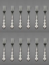 Oneida Stainless Flatware MOZART Dessert Forks - Set of Twelve NOS USA - Rare