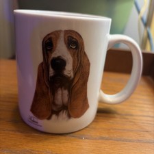 Vintage Porcelain by Rosalinde Basset Hound Mug Vladimir Tzenov Art Made in USA