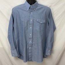 VINTAGE 90S WRANGLER CHAMBRAY L/S BUTTON DOWN WESTERN SHIRT SINGLE POCKET 17X34