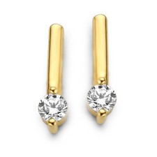 Ohrstecker Bar Zirkonia 585 Gold Stab Design Stein 2mm