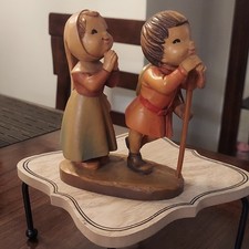 ANRI Italy Wood Figurine Children Carvings Sculpture 'Reverence'