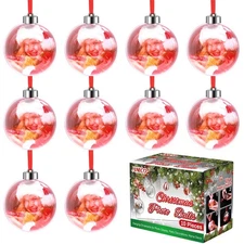 10 PIECES CLEAR ACRYLIC PHOTO ORNAMENT CHRISTMAS BALL 80MM HANGING PHOTO BALL OR