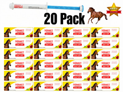 20 Pack New Paste Wormer Horse Dewormer Apple Flavor US Free Shipping EXP06/2027