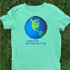 GAP Kids Green Graphic T-Shirt Earth Print Short Sleeve SZ M 8 