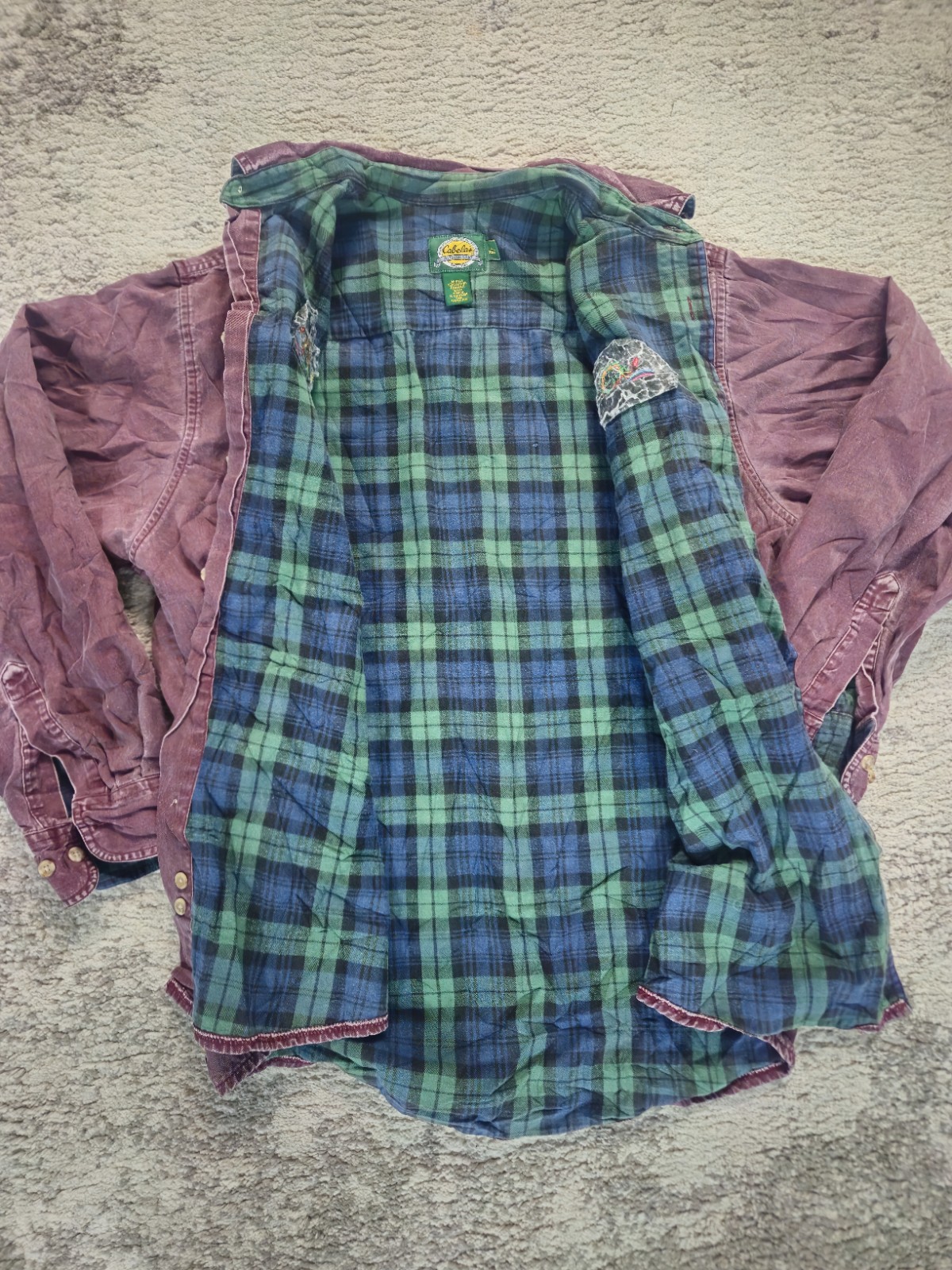 Vintage Cabelas Roughneck Canvas SIZE L Shirt Jacket Flannel Shirt Lined image 4