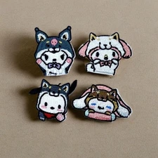 Sanrio Sticker Patch SET Shiba Inu Dog Melody Kuromi Pochacco Cinnamoroll, 4 pcs