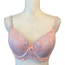 Victoria s Secret Body by Victoria Lined Demi Bra Sz 34DD in Purple Pink Lace