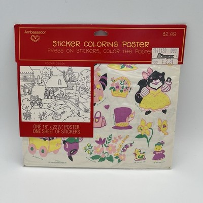Vintage 1989 Hallmark Spring Easter Theme Coloring Poster In Original Package