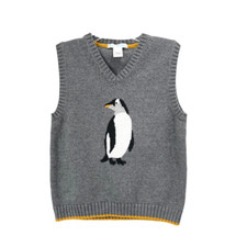 Janie and Jack penguin knit sleeveless sweater vest Size 5 grey