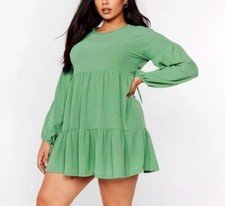 Nasty gal plus balloon sleeve tiered smoke dress UK 16 new with tags RRP £32