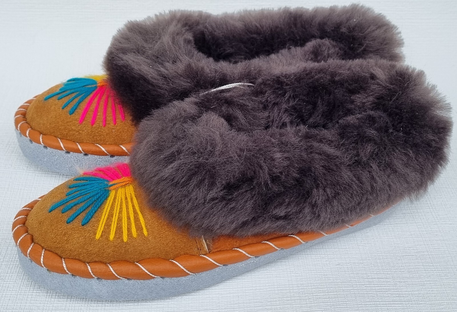 APL PELLICCIA DI AGNELLO calde mocassino n.39 NUOVE pelle di pecora pelle fatte a mano Vario*14