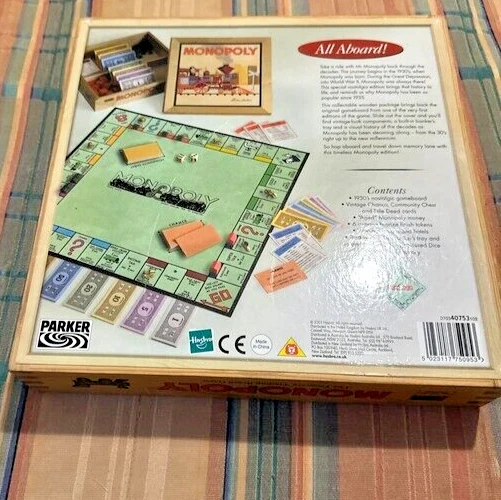 Monopoly Nostalgia Wooden Box Edition Board Game Parker - 2003 """" - Image 2 of 2