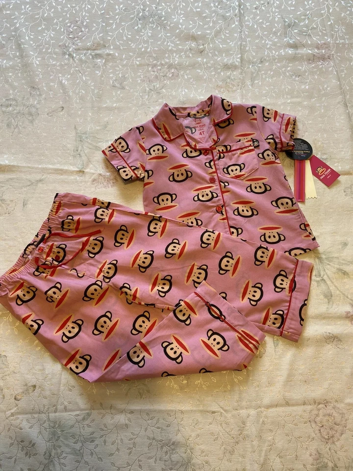 Nuevo con etiquetas Paul Frank Mono Niñas 2 piezas Pijama Ropa de dormir 4T Rosa Foto 3 de 4
