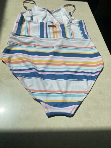 Sperry Top Sider Nautical Striped Swimsuit One Piece Sz L XL Coastal - Picture 3 of 5