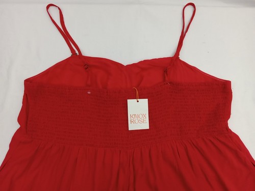 Knox Rose Women Plus Size Sleeveless Jumpsuit Coral Red 3X Elastic Back Pockets - 第 9/16 張圖片