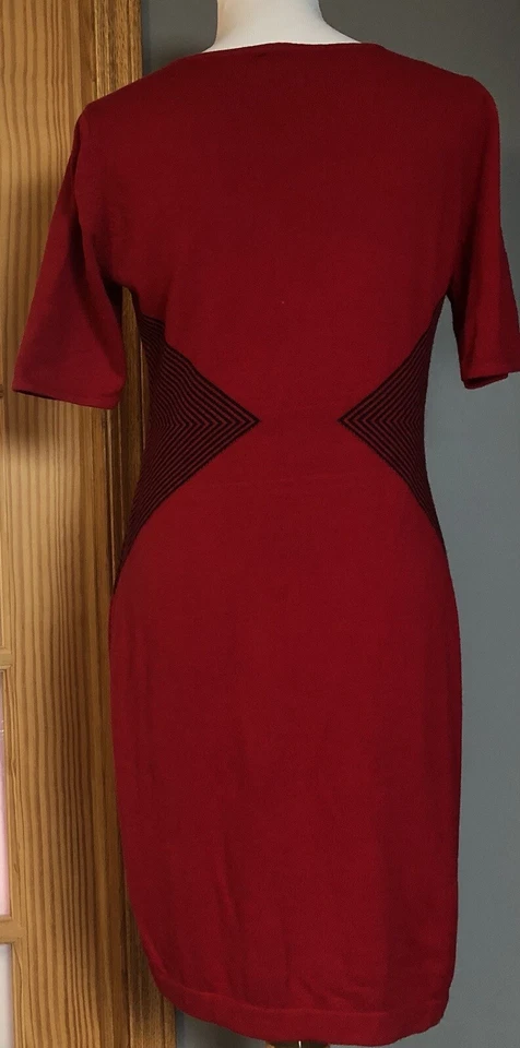 Платье-футляр Worthington размер L красное трикотажное боковое с бриллиантами в полоску карьерное праздничное - Изображение 4 из 4