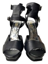 BCBG Black Double Ankle Strap 5.5  Platform Stiletto Size 8