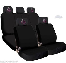 For Nissan Pink Heart Seat Covers With Embroidered Headrest Covers Black Pink For Nissan Pink Heart Seat Covers With Embroidered Headrest Covers Black Pink