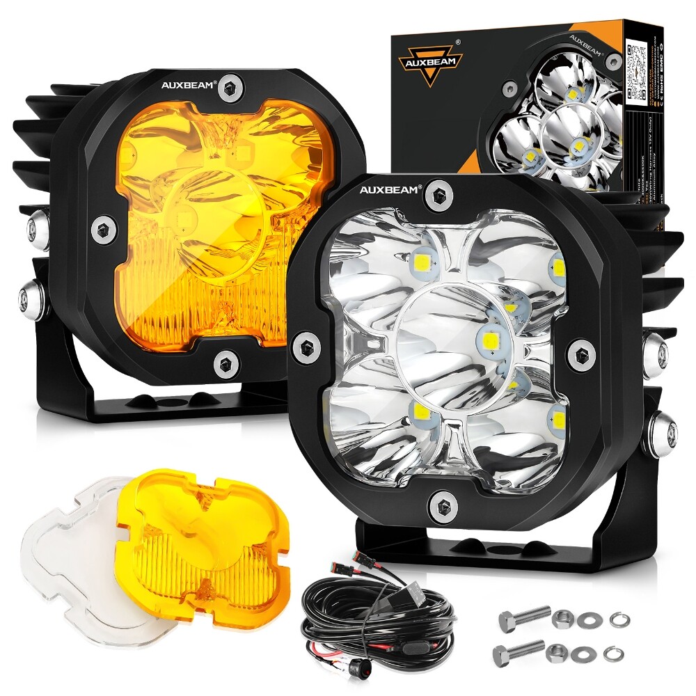 AUXBEAM 3" LED Work Head Light Fog Driving Cube Pods Offroad Pickup ...