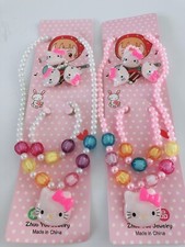 Kid Children Girl Hello Kitty Necklace Pendant Bracelet Earring Ring Jewelry Set