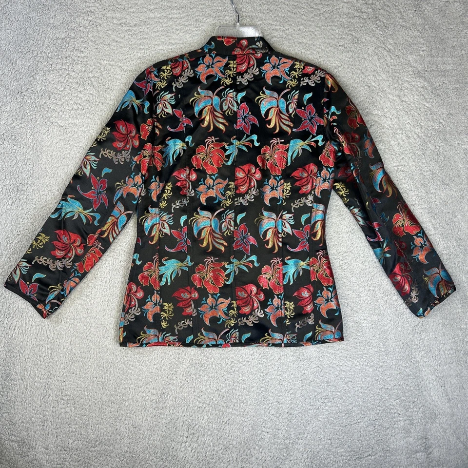 Chaqueta Chicos Mujer 0 Floral Asiático Oriental Kimono Blusa Toggle Mezcla Seda Foto 2 de 4