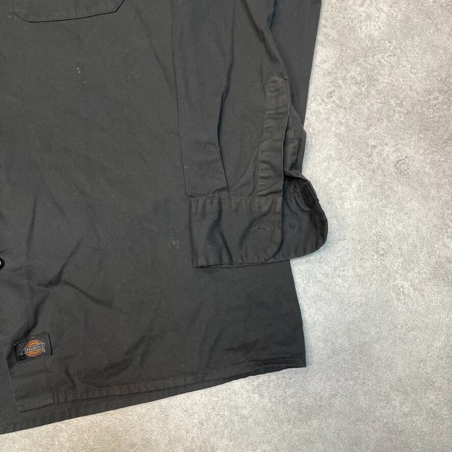 Dickies Shirt Mens Y2K Long Sleeve Button Up Workwear Top, Black, Large image 5