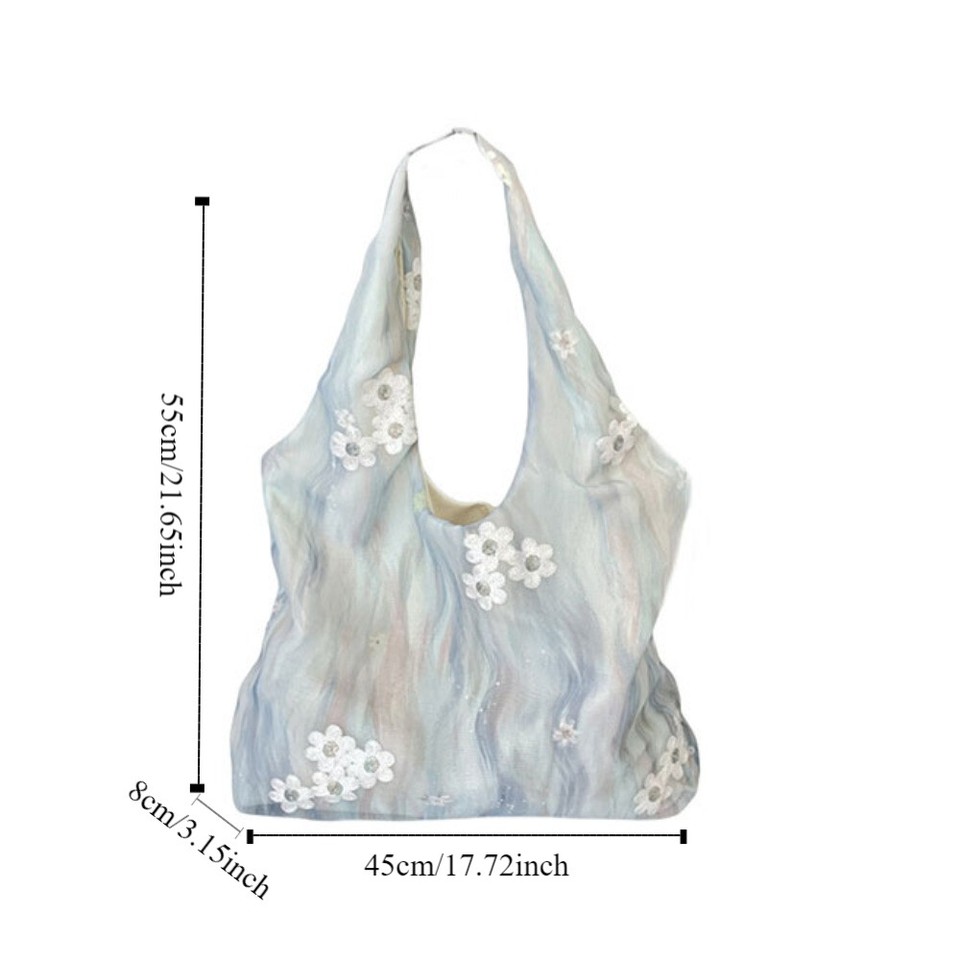 with Lace Ribbon Vacation Tote Bag Fresh Color Shoulder Bag Travel eBay