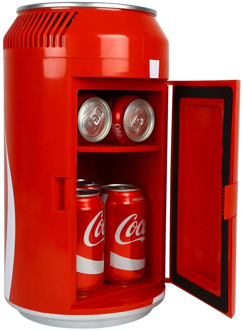 Retro Red Coca Cola Coke Can Mini Fridge Compact Personal