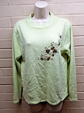 Sarah Dunnway Women's Long Sleeve Knitted Green Floral Jumper Size Medium (A73)