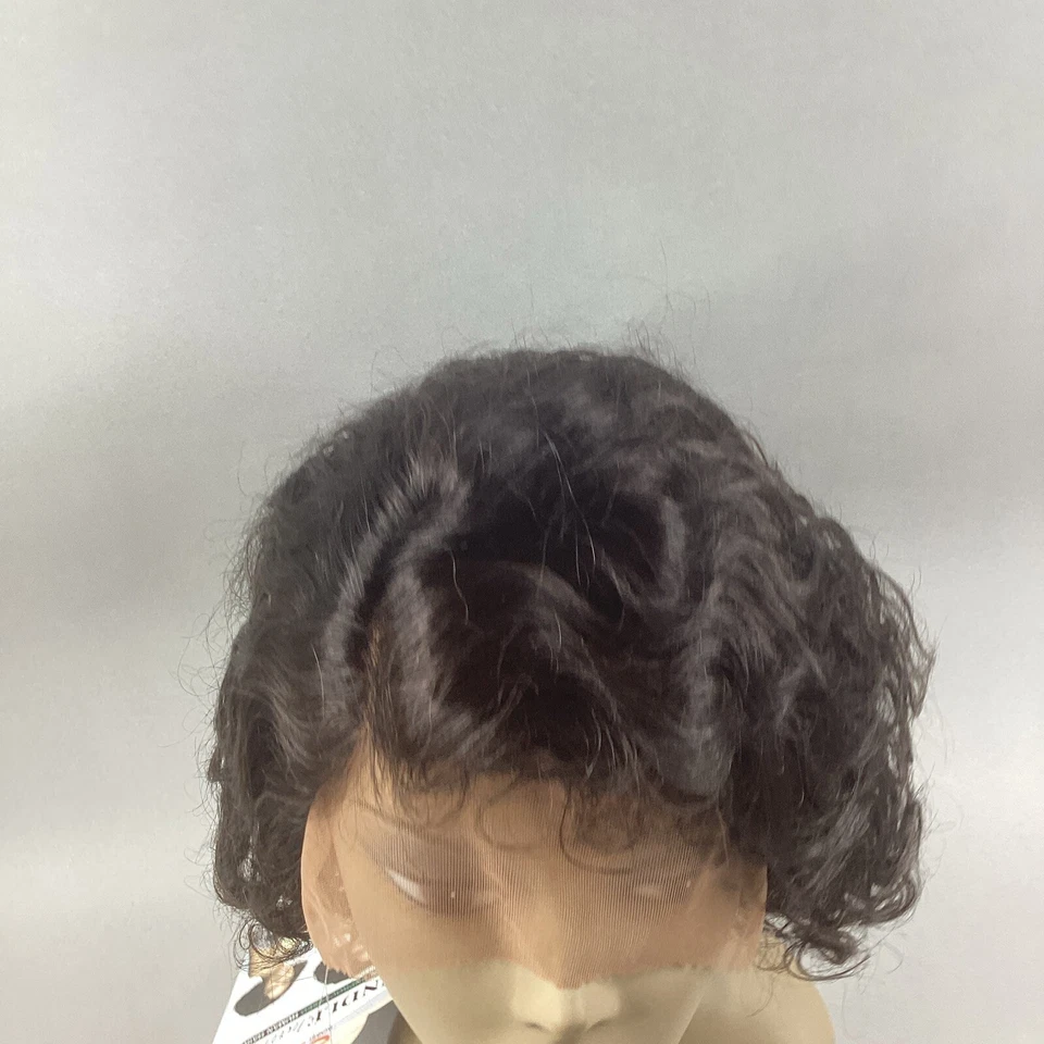 "Peluca frontal de encaje de oreja a oreja 100 % cabello humano negro natural con rizo de agua 10""" Foto 3 de 4