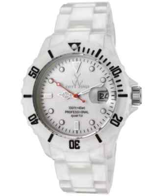 ToyWatch NEW W TAG- Fluo-Model FLP01WH Quartz White Dial Plasteramic-date Window