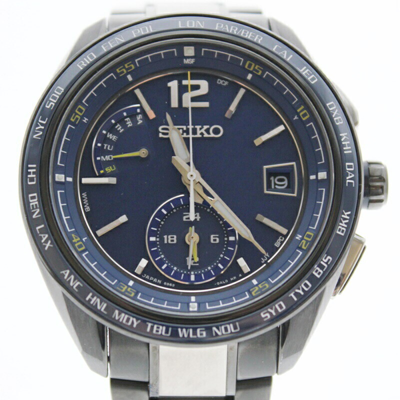 Seiko Brightz 8B92-0Ab0 Blue Dial Solar Radio Used-A Men